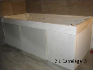 Tablier de baignoire Siporex. Réalisation de tablier de baignoire en siporex avant la pose de faience.